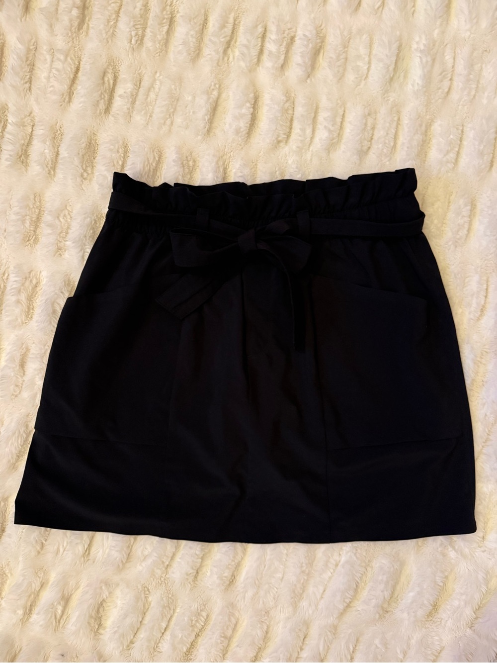 Athleta Black Paperbag Waist Tie-Front Mini Skort